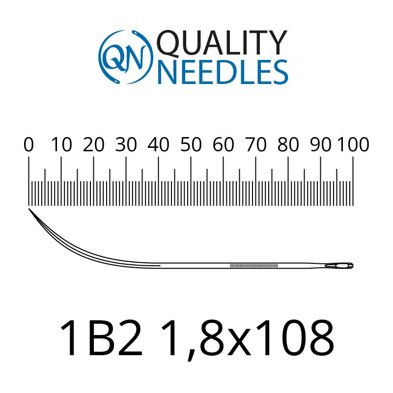 Голки хірургічні ріжучі, прямі із зігнутим кінчиком, звичайне вушко, розмір 1,8х108 мм, 10 шт.